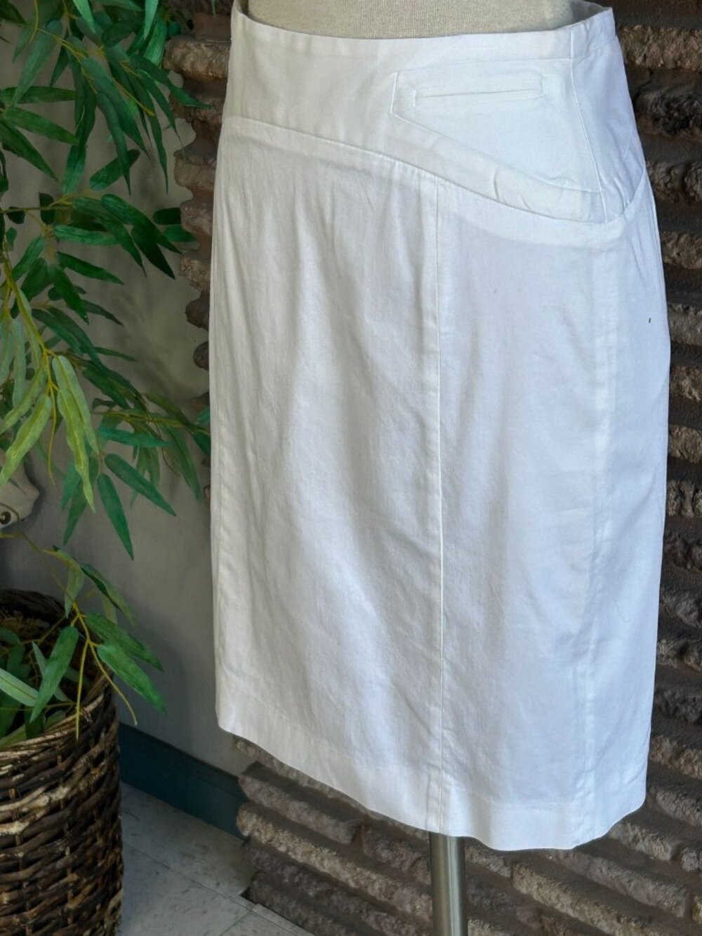 Grace Elements White Pencil Skirt Stretch Cotton Size 8 Petite - Picture 5 of 6